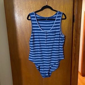 Stripped Lucky Brand blue bodysuit (XL)